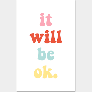 It Will Be OK VSCO Girl Trendy Saying Beachy Vibe Colors Yellow Orange Posters and Art